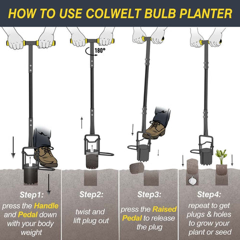 Colwelt bulb planter creates 3-1/2 inch holes quickly for bulbs.