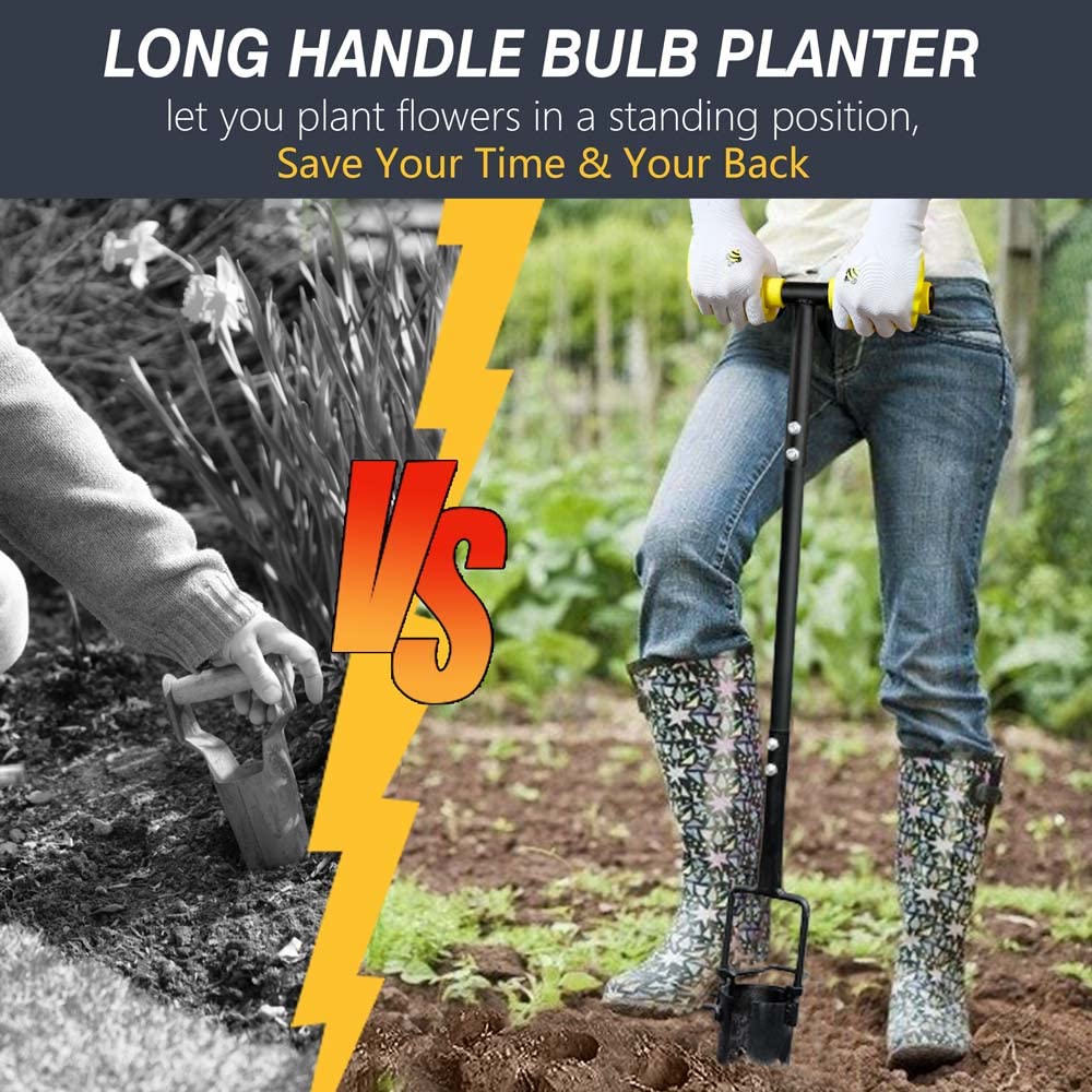 Colwelt bulb planter used in standing position to protect your back.