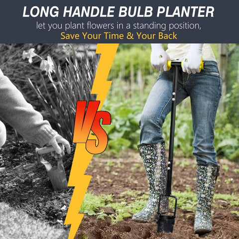 Colwelt bulb planter used in standing position to protect your back.