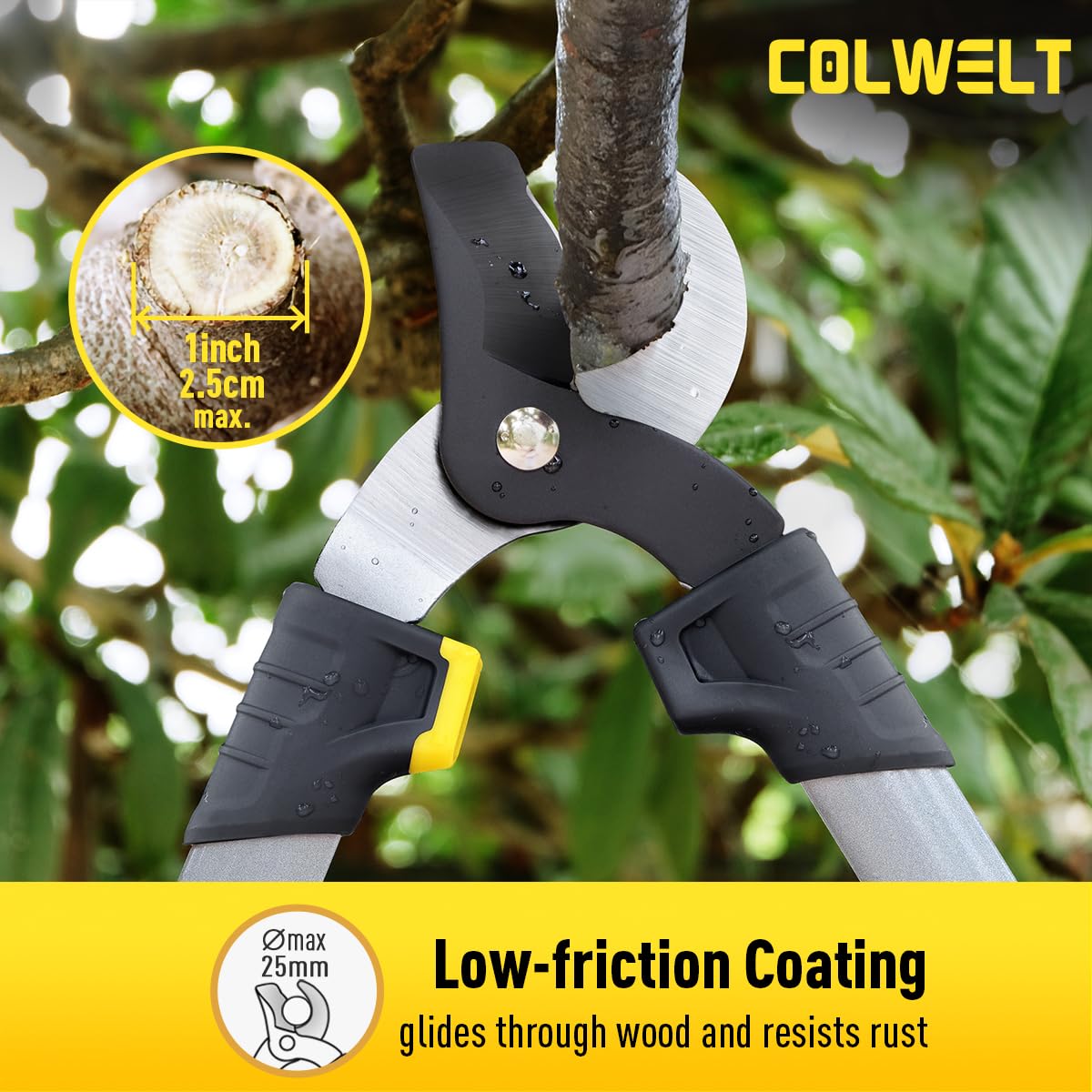 Colwelt loppers blade close up showing sharp carbon steel blades