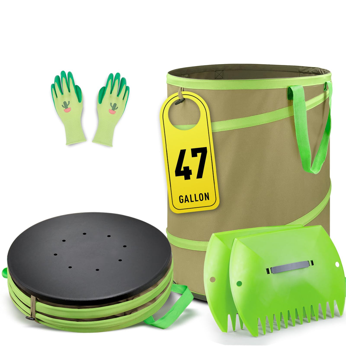 Colwelt collapsible garden bag 47 gallon for yard cleanup with high capacity.