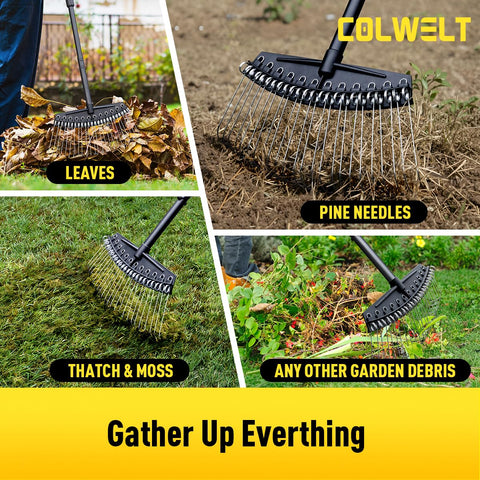 Colwelt all-steel construction with anti-rust finish ensures durable lawn tool.