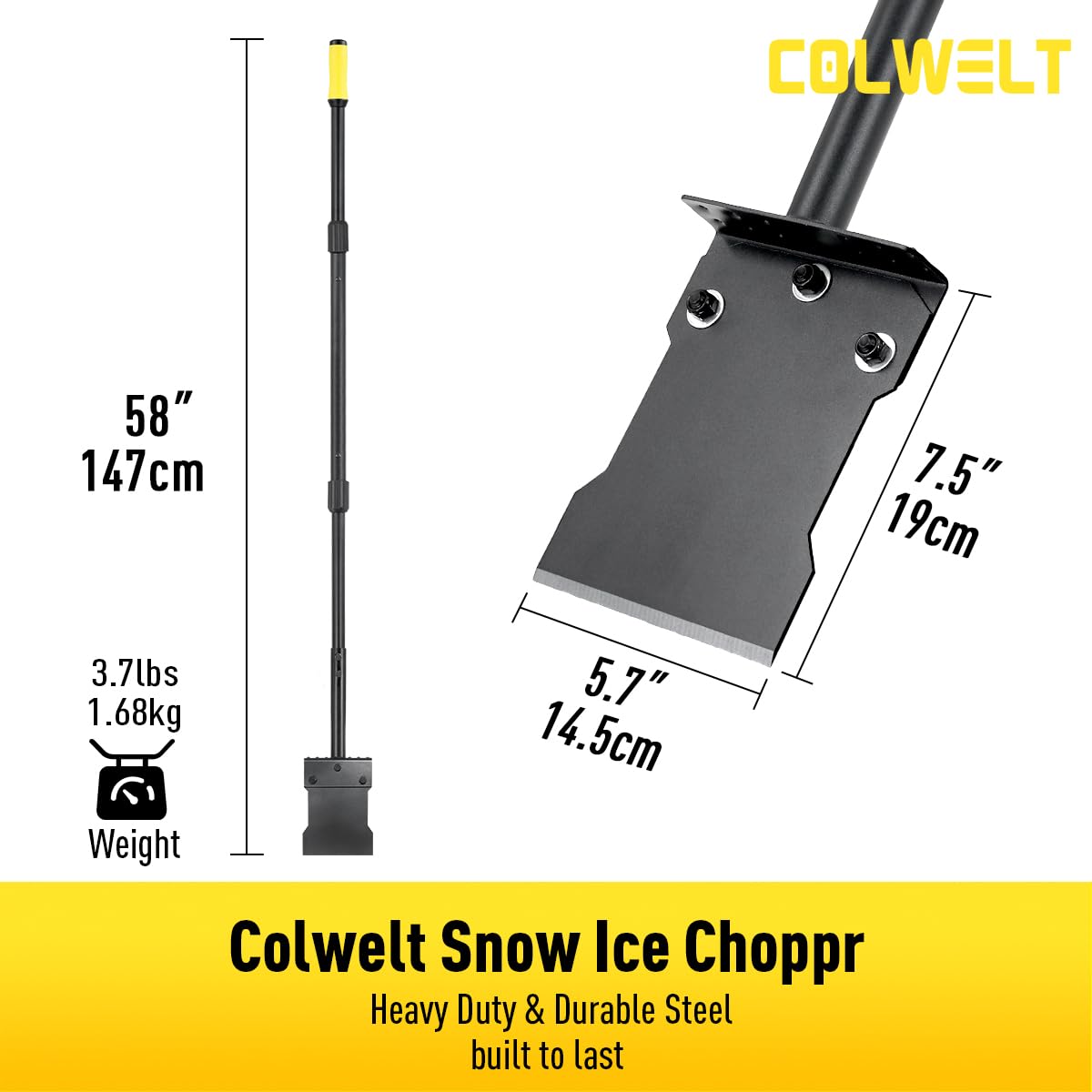 Colwelt shovel designed for driveways, sidewalks, and stairs in winter