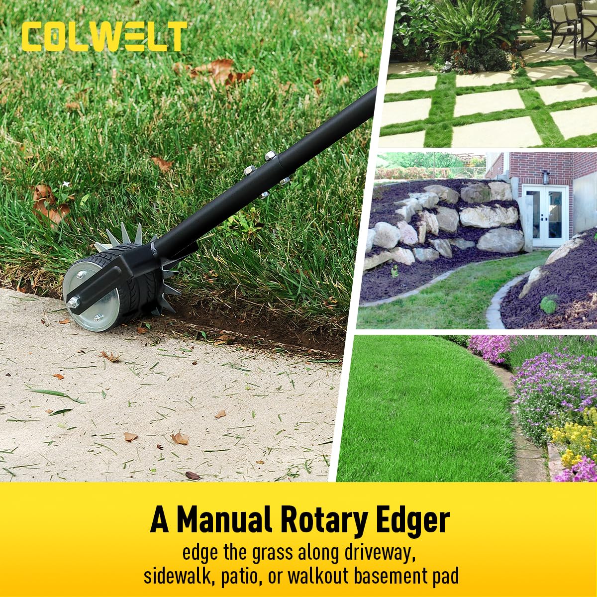 Colwelt edger in action along a sidewalk edge for clean lines