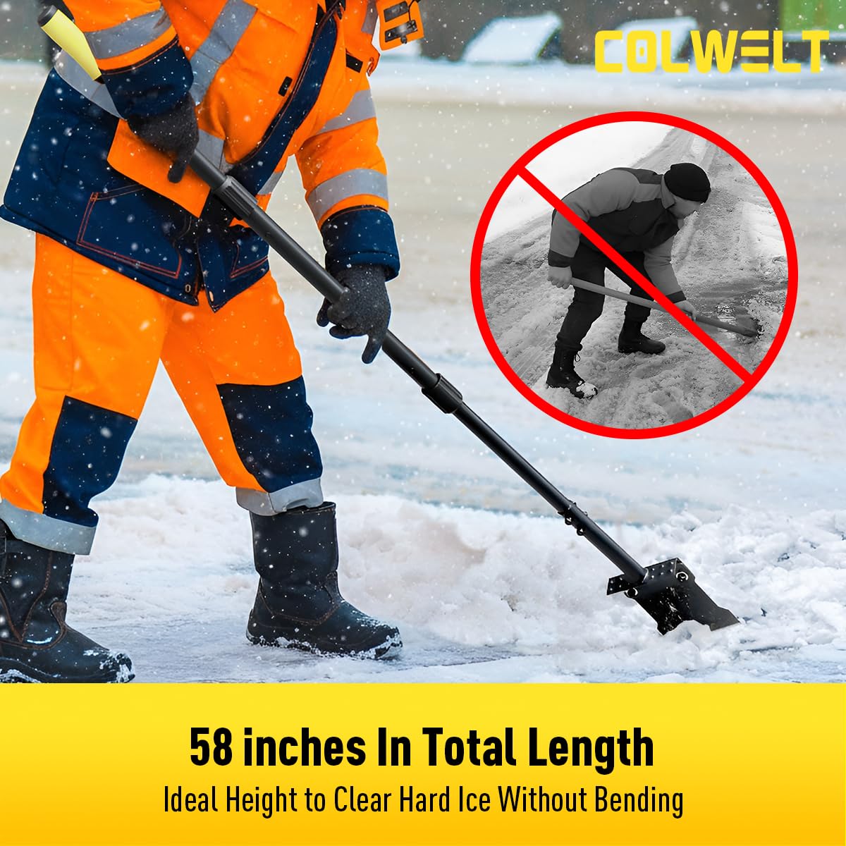Colwelt ergonomic soft-grip handle reduces fatigue during snow removal