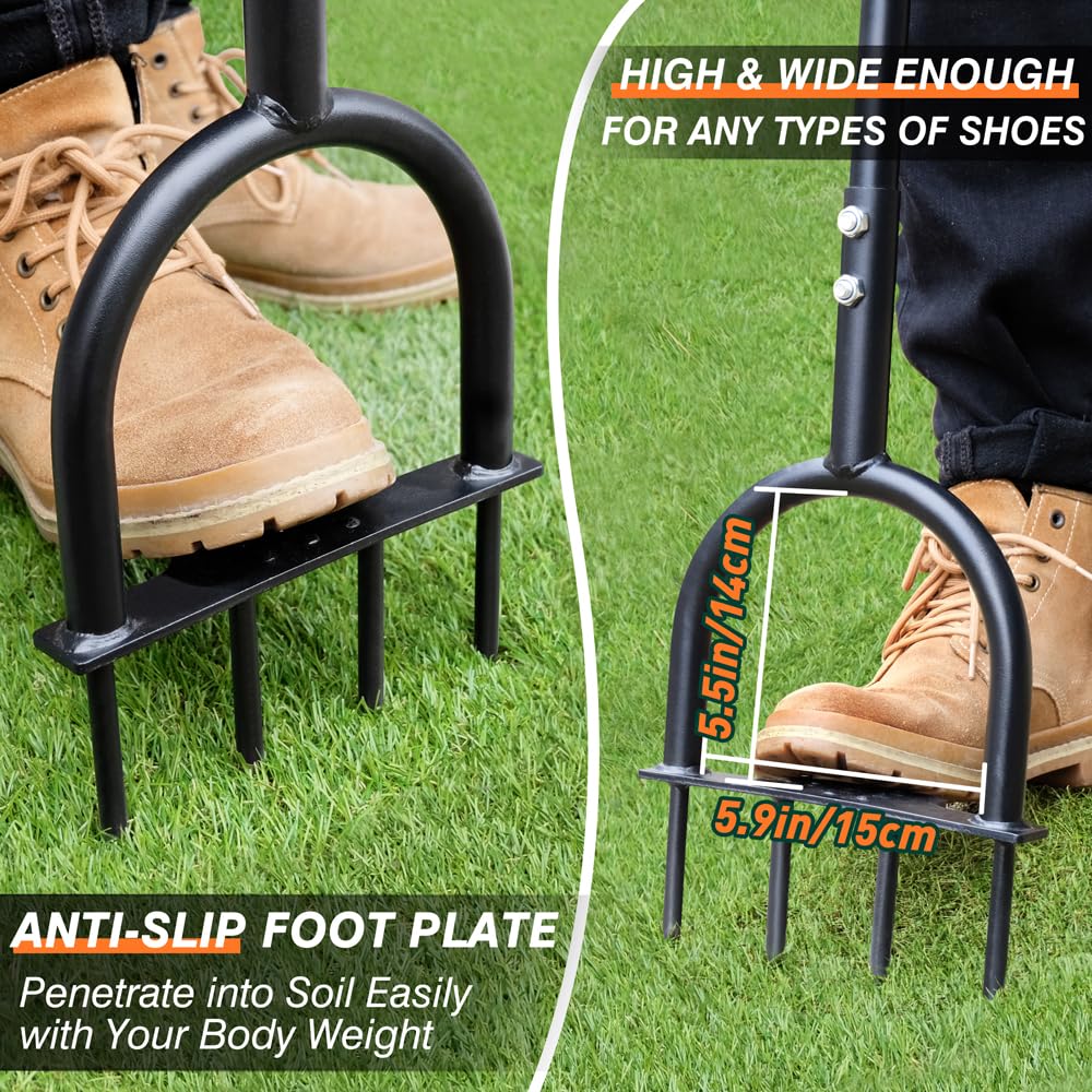 Colwelt lawn aerator spikes measure 3.5 inches for deeper penetration.