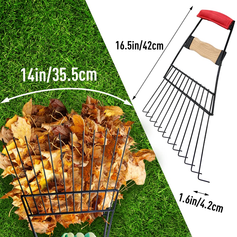 Colwelt leaf scoop collecting pine needles and twigs during yard work.