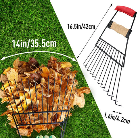 Colwelt leaf scoop collecting pine needles and twigs during yard work.