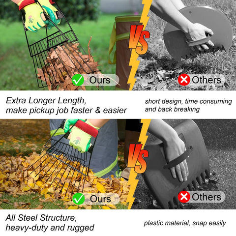 Colwelt leaf scoop captures wet and dry leaves in action.
