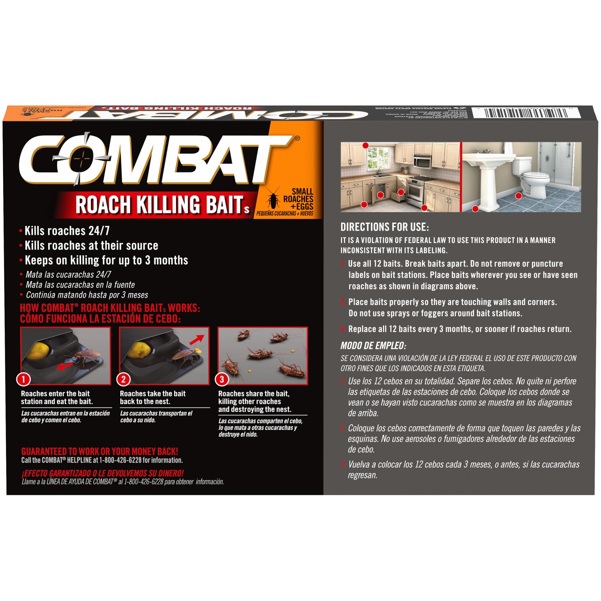 Up to 3 months of roach control with Combat stations.