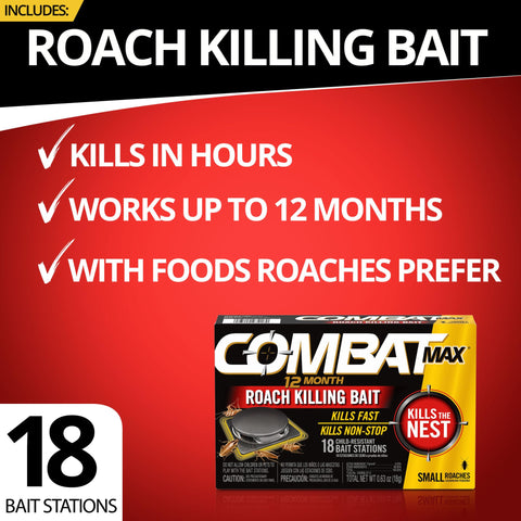 Combat Max quick-kill-formula bait station attracts roaches for rapid action.