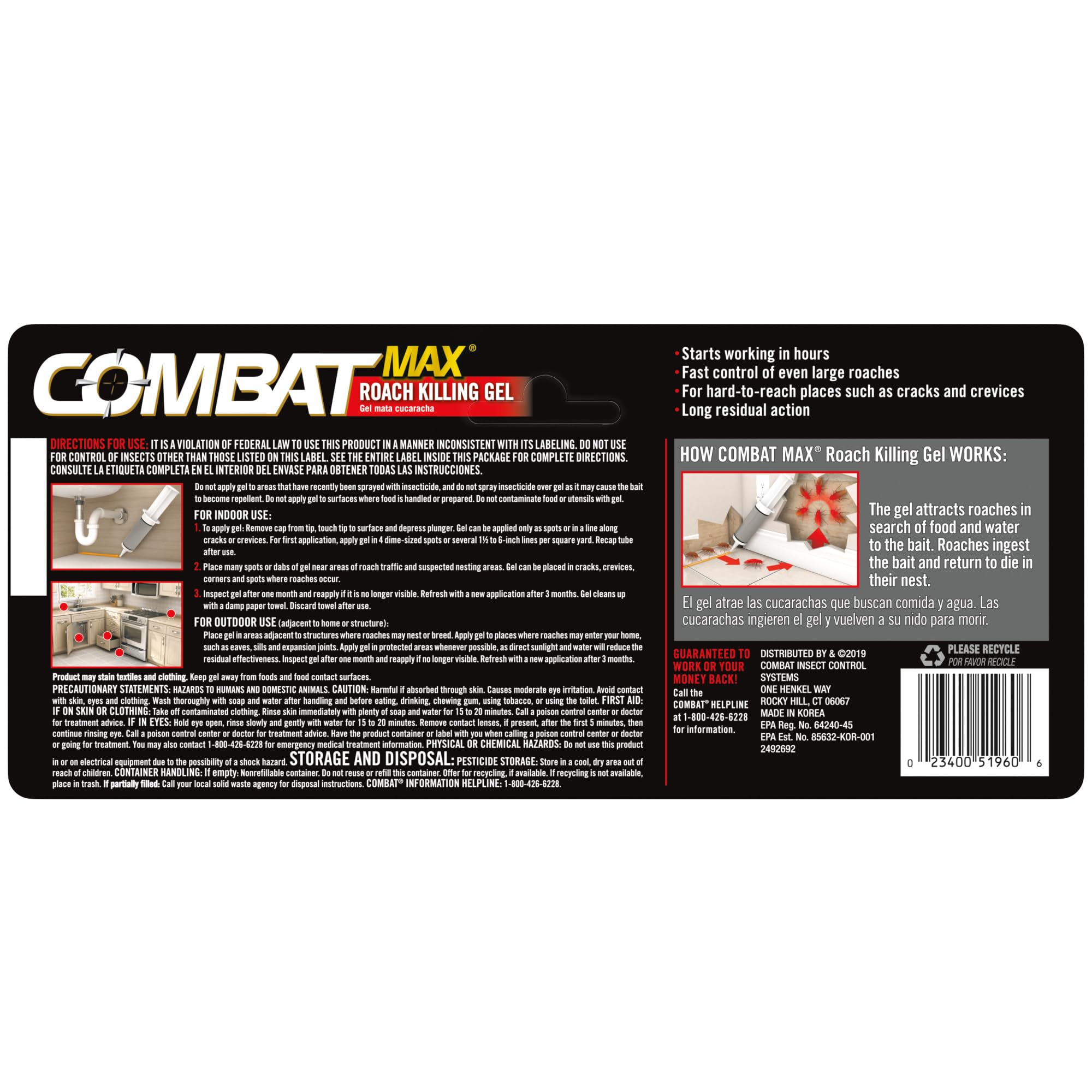 Combat Max Roach Killing Gel syringe ready for convenient application in tight spaces