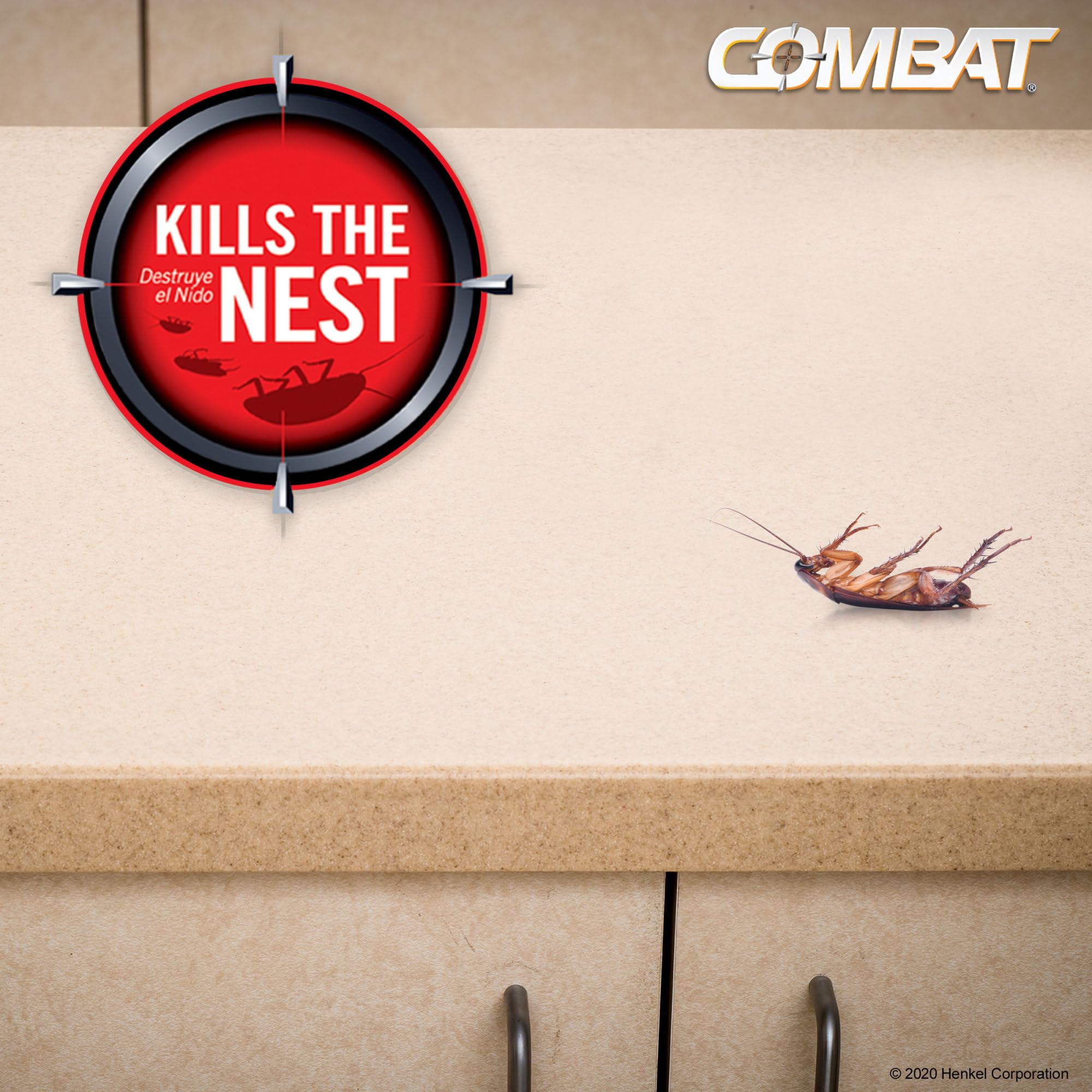 Combat roach killing bait station nest-destruction feature reduces roach populations at the source.