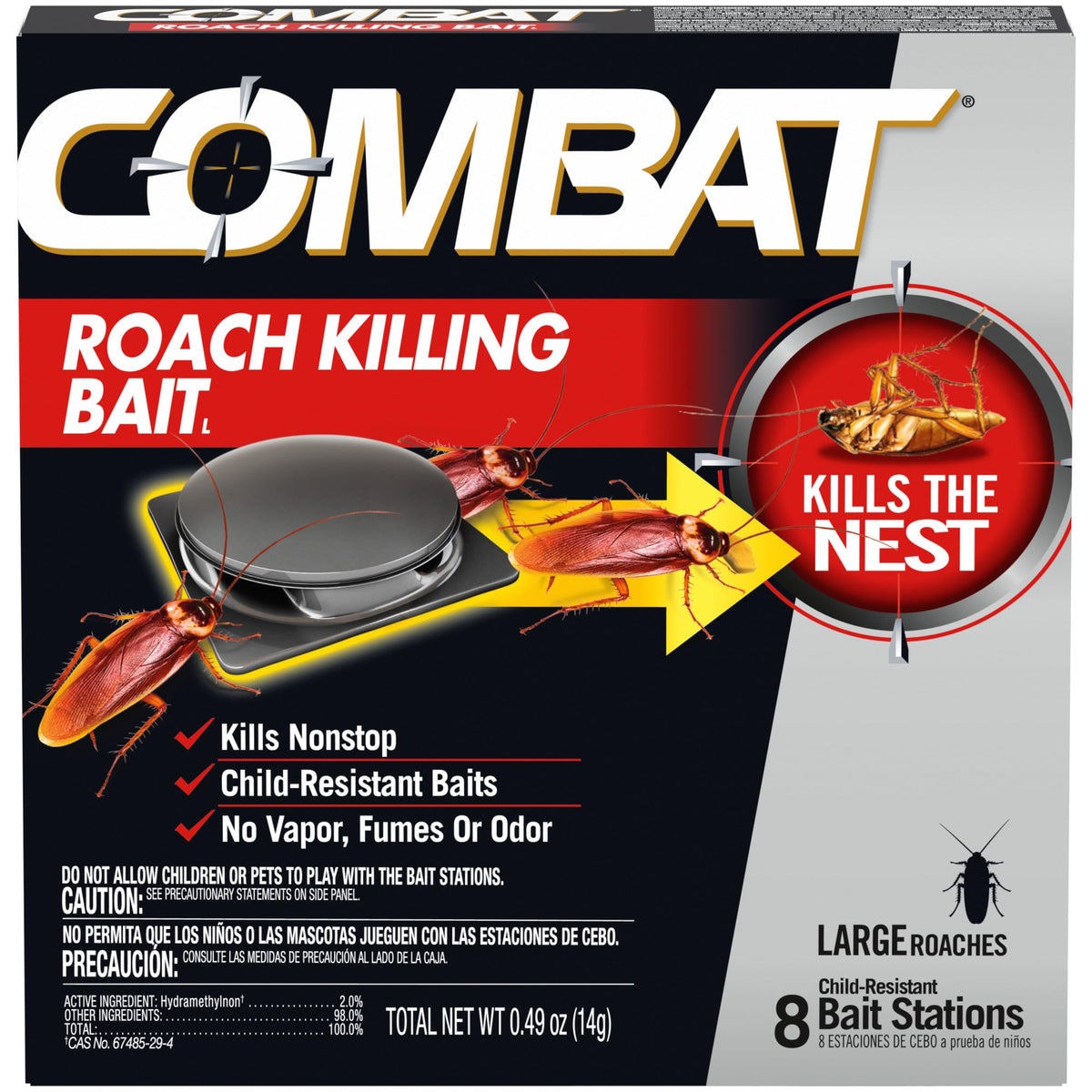 Combat roach killing bait station under sink targets hidden roaches and nests.