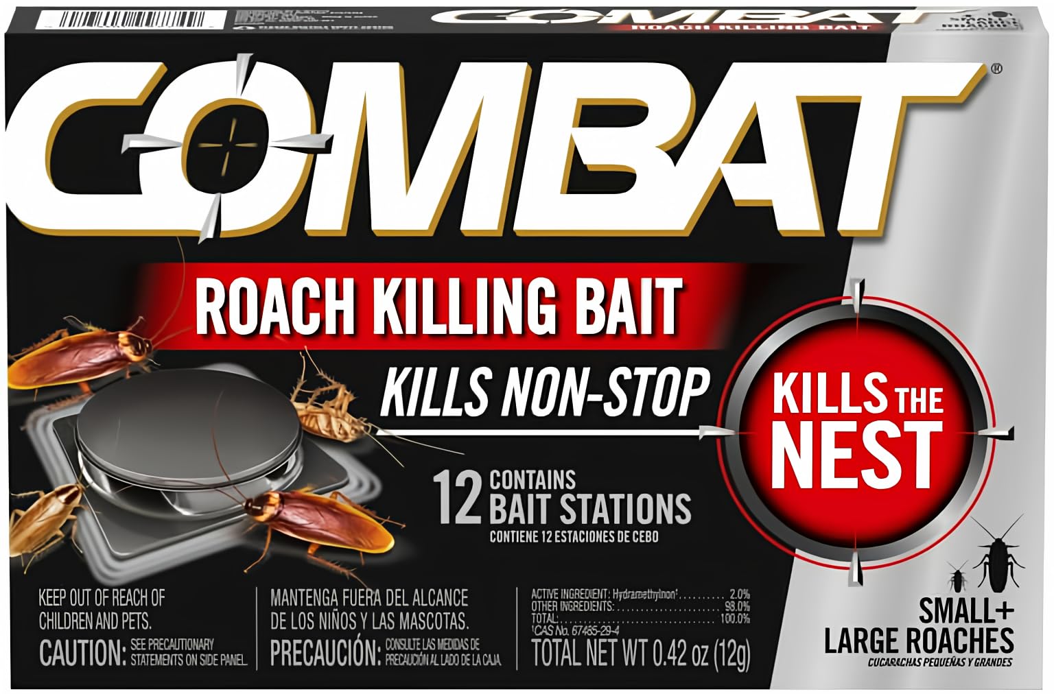 Combat Roach Killing Bait Station in use under a sink to target roaches at the source