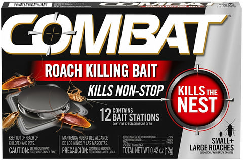 Combat Roach Killing Bait Station in use under a sink to target roaches at the source