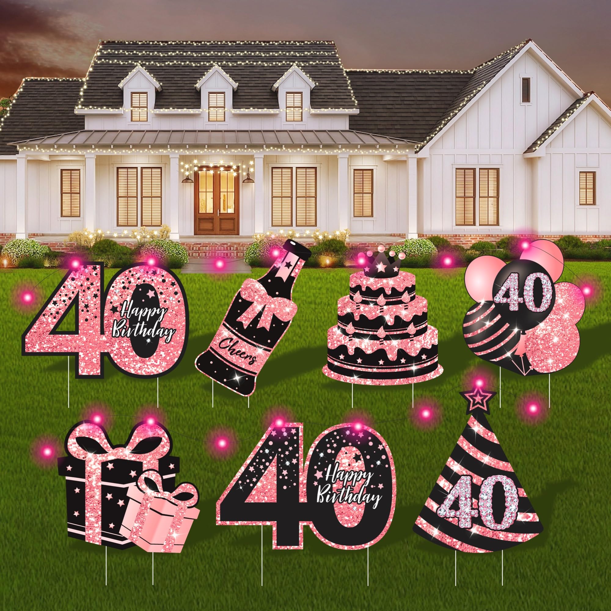 ComboJoy 40th birthday sign with stakes for yard display and milestone celebration.