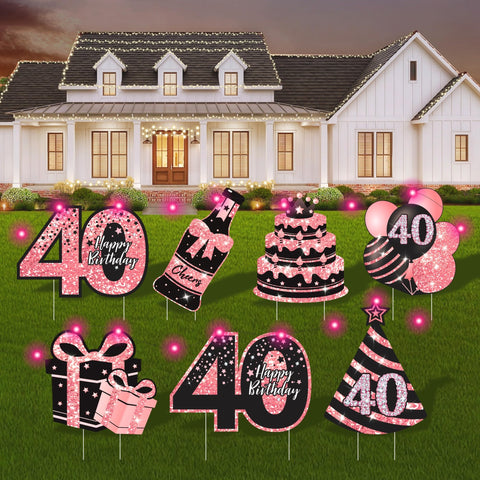 ComboJoy 40th birthday sign with stakes for yard display and milestone celebration.