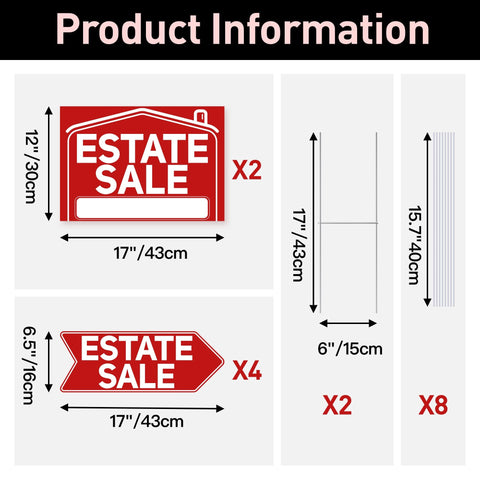 ComboJoy large estate sign 17x12 back view shows durable waterproof construction