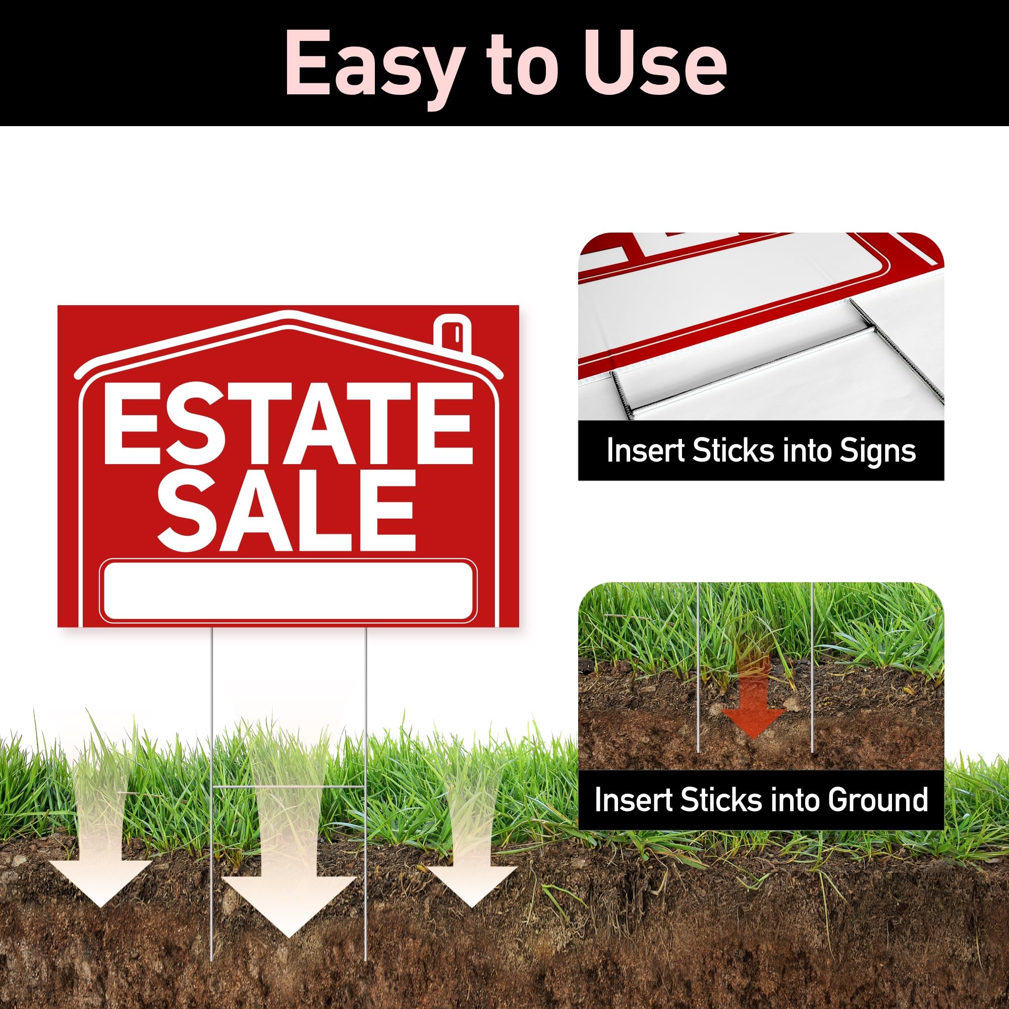 ComboJoy estate signs kit packaging showing complete outdoor signage set