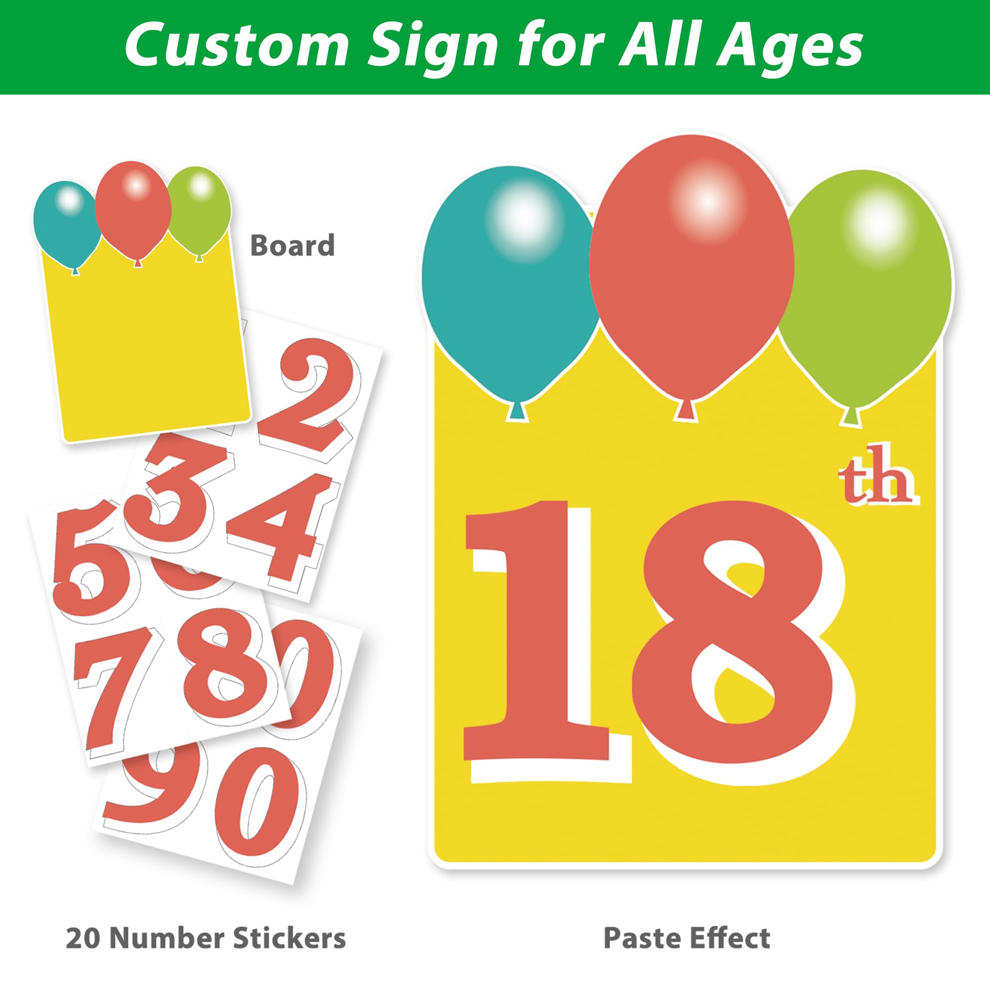 ComboJoy customizable age stickers 0-9 for any birthday