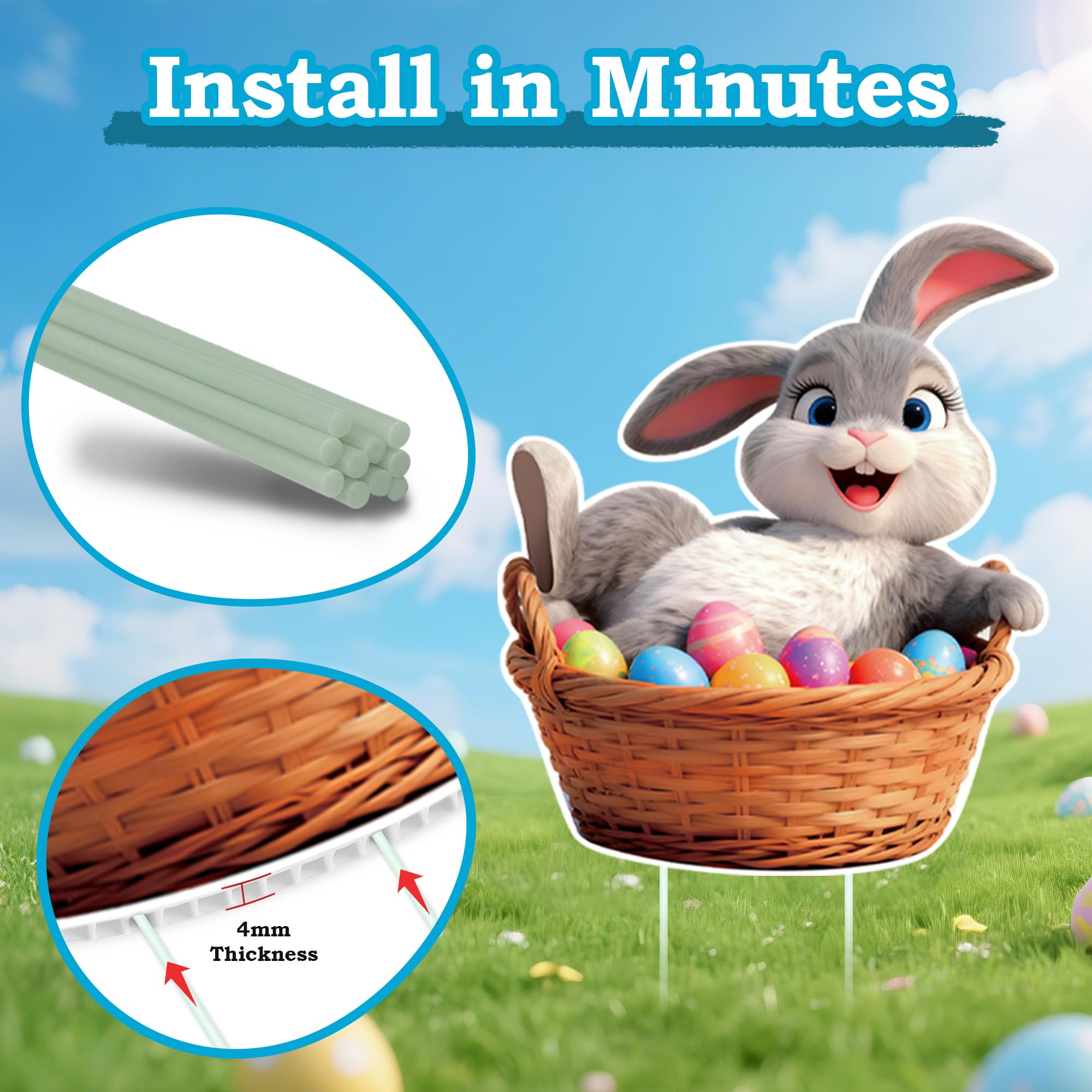 ComboJoy weatherproof yard signs withstand rain and wind for lasting Easter display