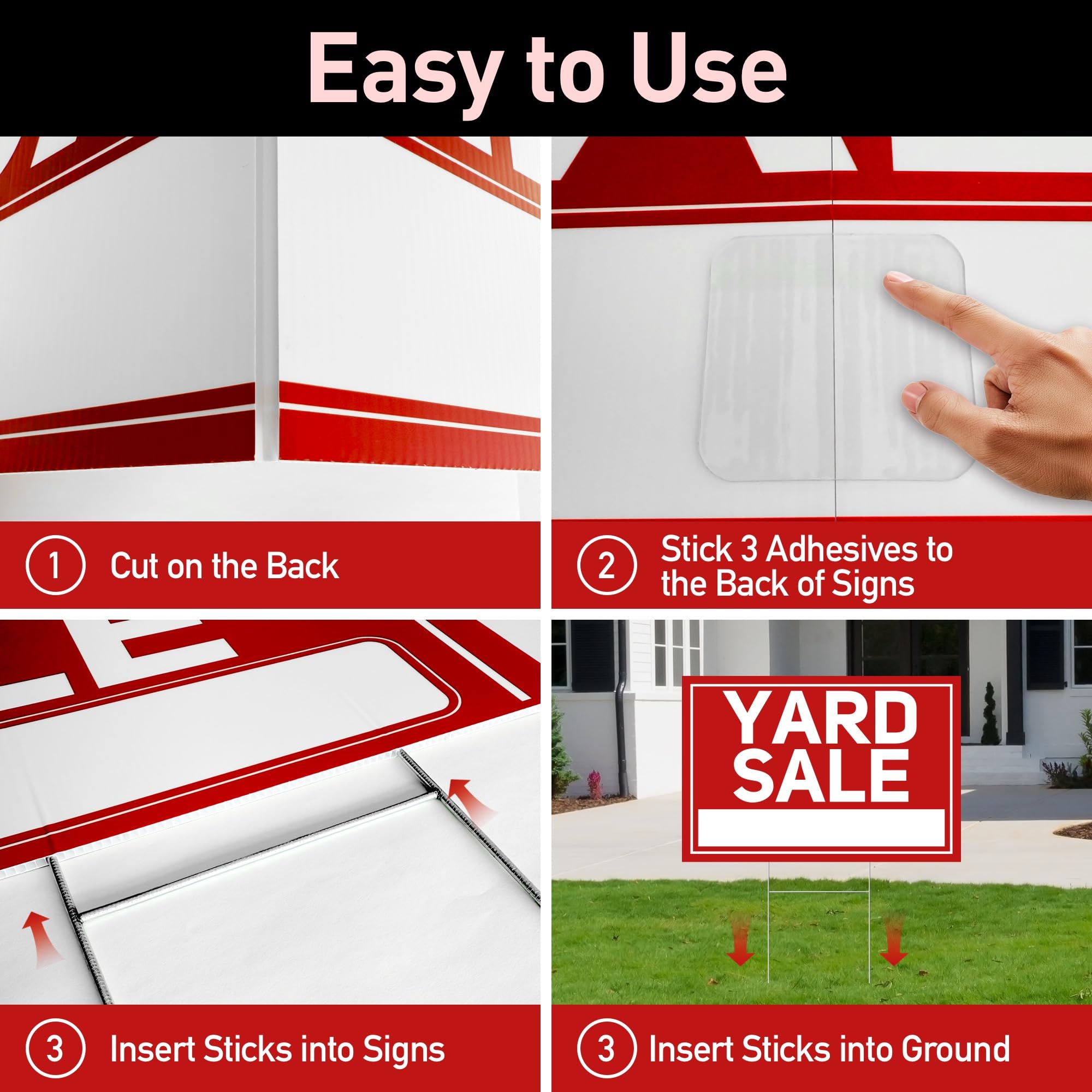 ComboJoy yard sale arrow sign 17x6 double-sided for quick readability.