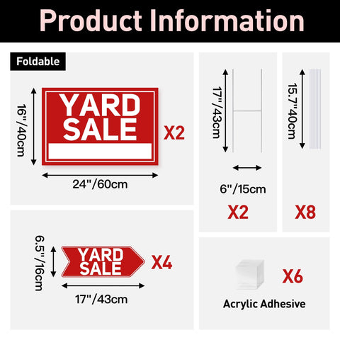 ComboJoy yard sale sign 24x16 foldable with enduring color against sun.