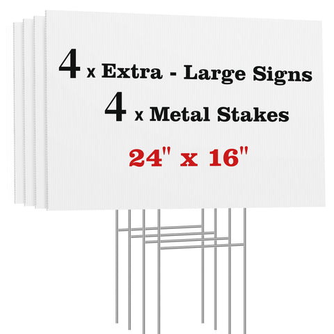 ComboJoy blank yard sign with stake for durable outdoor visibility at events.