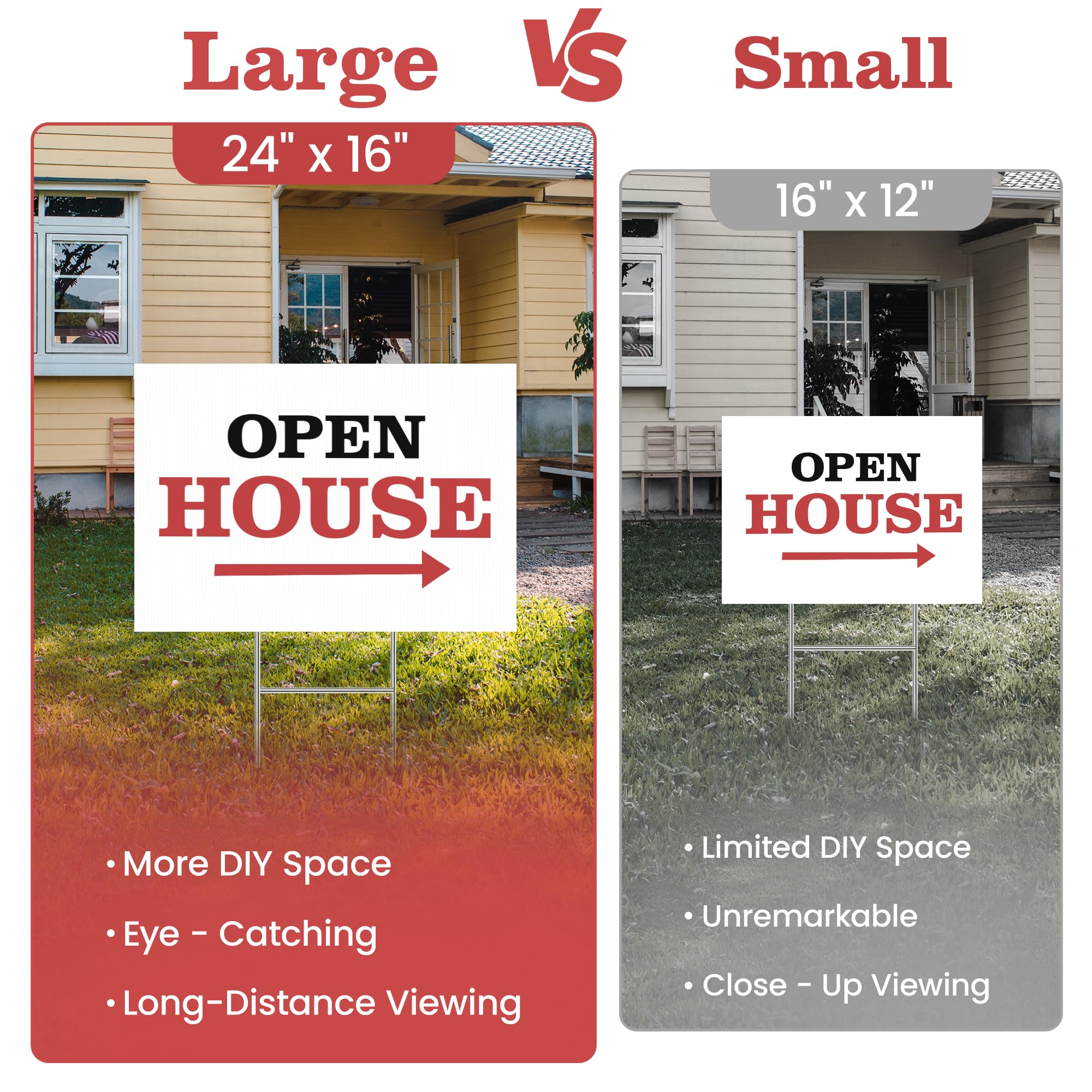 ComboJoy dual-display sign lets you mount on surfaces or stake outside.