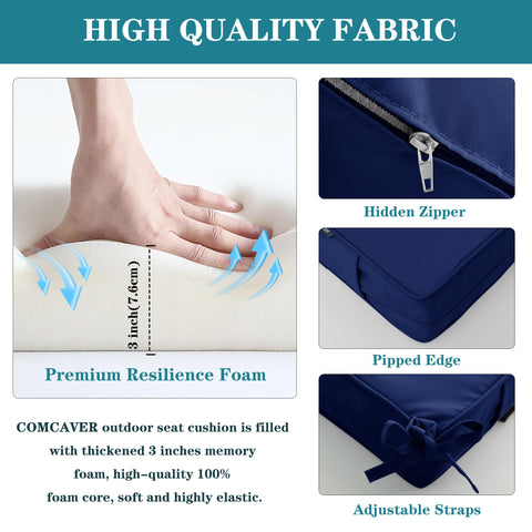 Comcaver navy 30D foam delivers responsive comfort.