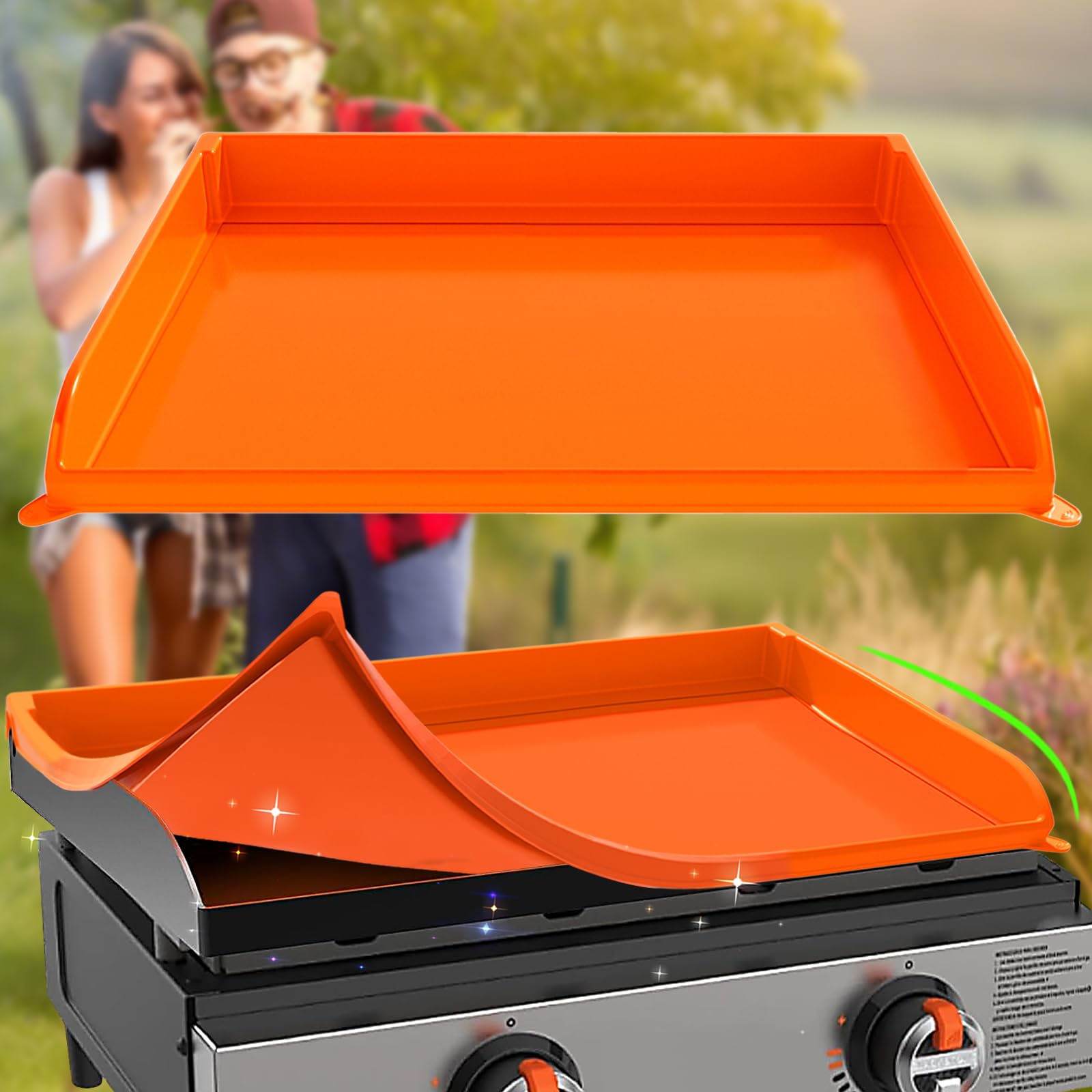 Comfamoli 22-inch silicone griddle cover with wrap-around protection guards surface from rust.