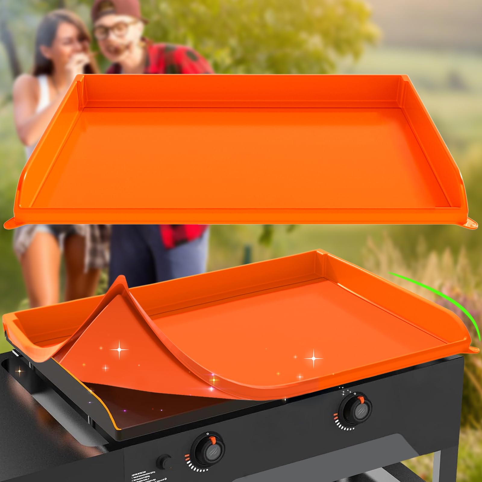 Comfamoli 28-inch silicone griddle cover with wrap-around edge protects Blackstone