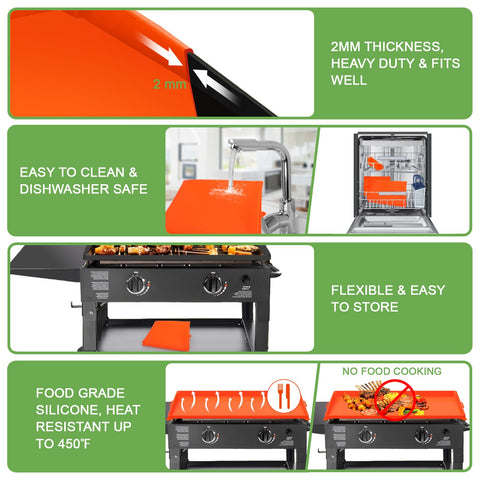 Full wrap-around silicone griddle cover blocks pests and debris outdoors