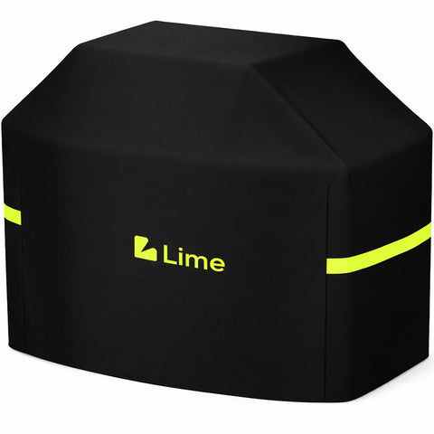 COMFY LIME grill cover 58-inch on grill provides durable all-weather protection.