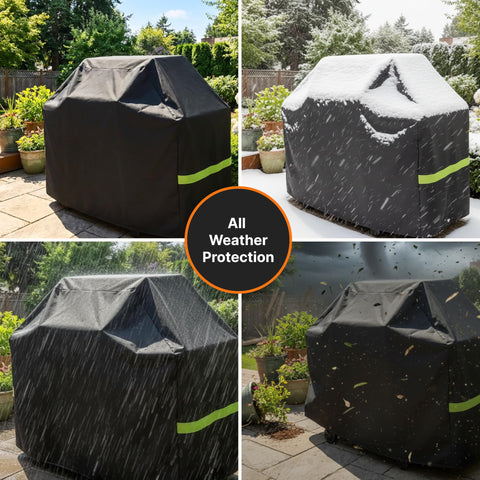 COMFY LIME waterproof Oxford fabric shields grill from rain and snow.