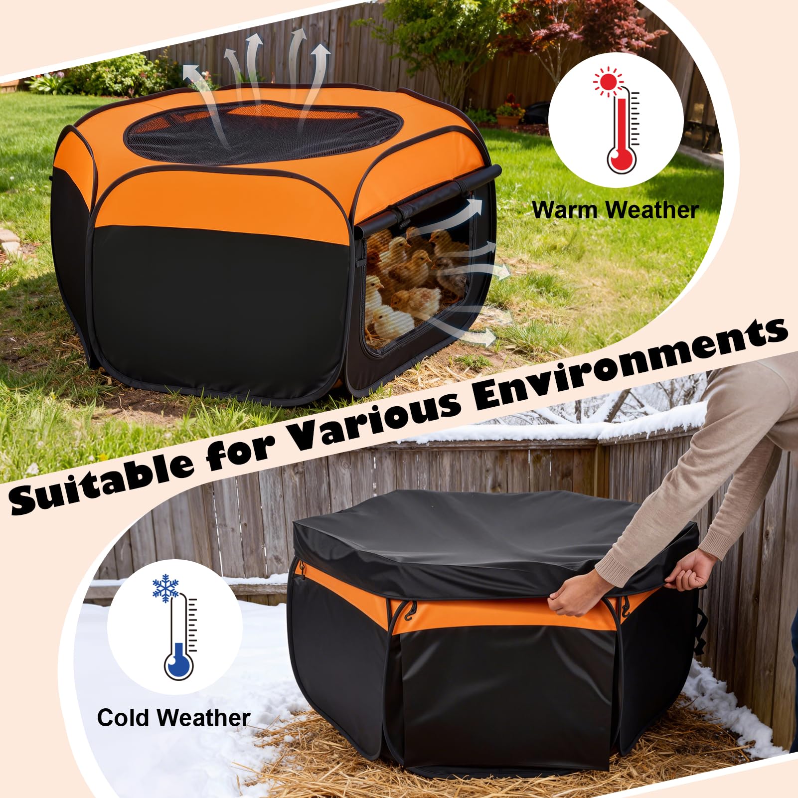 Portable setup of the ComfyKit Brooder Box for indoor or outdoor use