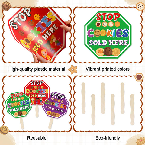 ComfyKit double-sided sign shows Stop Cookies Sold Here from both sides.