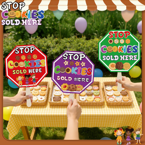 ComfyKit green sign on stake draws attention at outdoor bake sales.