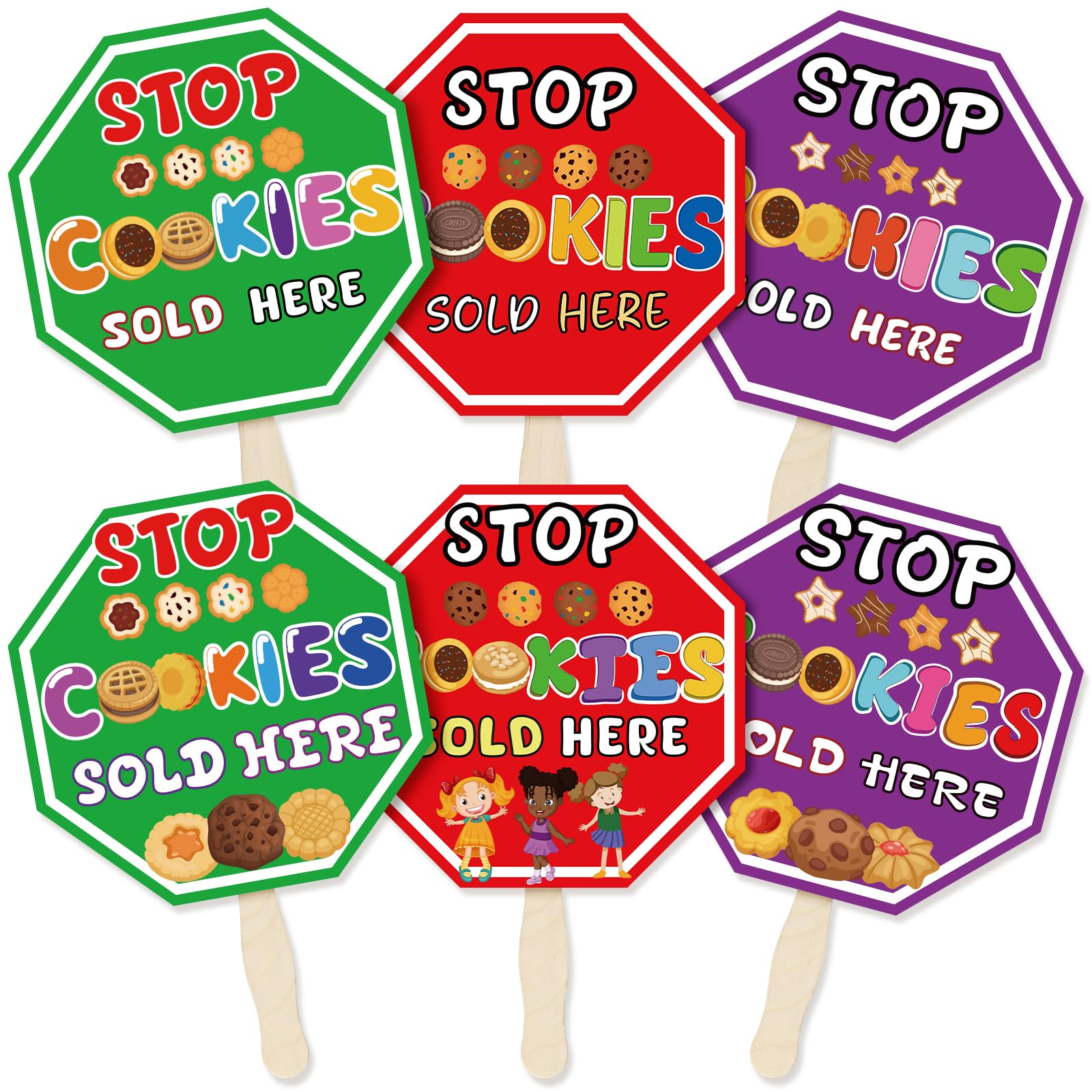 ComfyKit red cookies sold here sign on a wooden stake boosts booth visibility.
