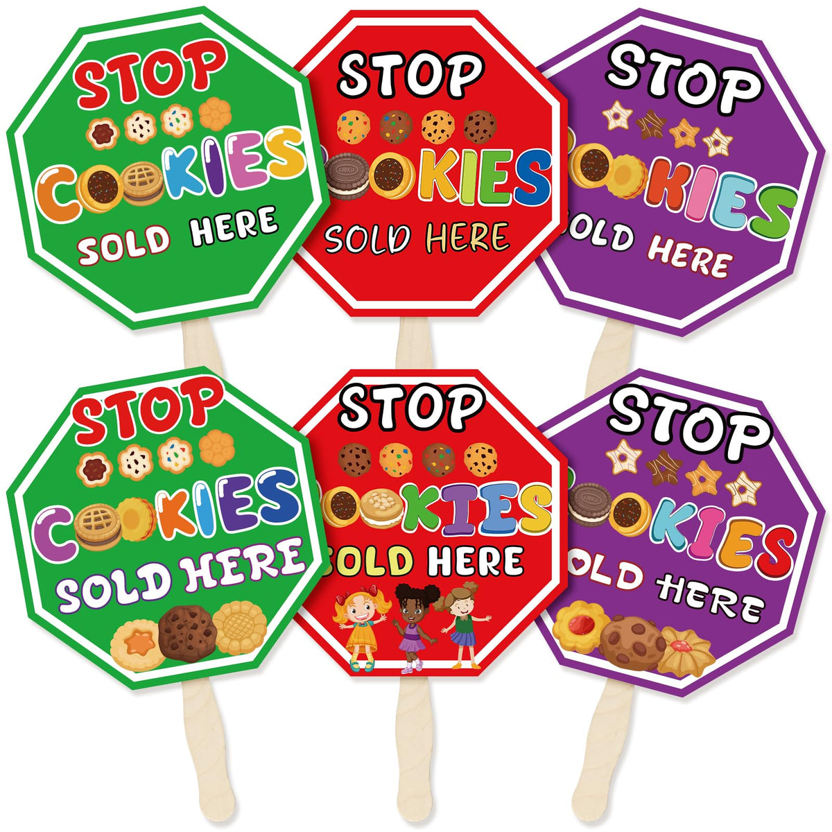 ComfyKit red cookies sold here sign on a wooden stake boosts booth visibility.