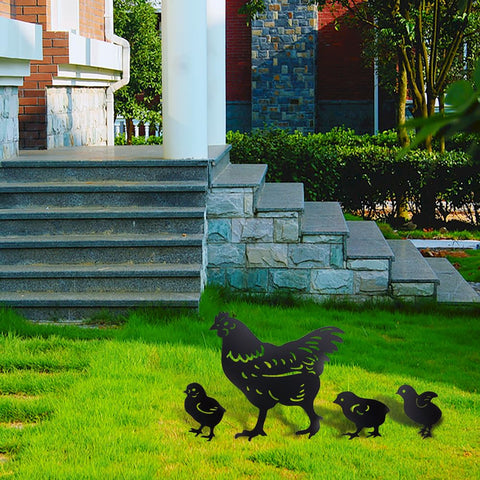Comidox hollow-cut yard art chicken for stylish outdoor accents.