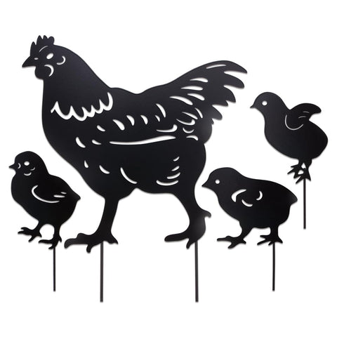 Comidox mother hen and chicks silhouette for garden decor, adds charm to outdoor spaces.