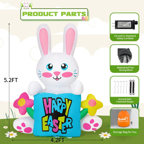 COMIN Easter bunny inflatable storage bag for easy packing and reuse.