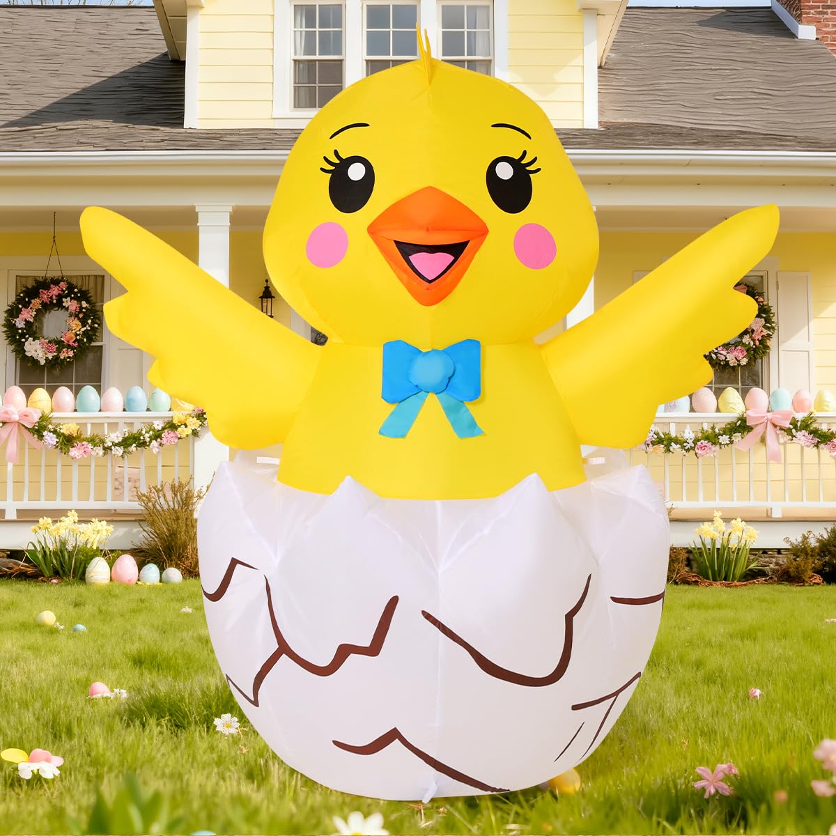 COMIN Easter Chick bottom-zip design enables fast setup and easy deflation.