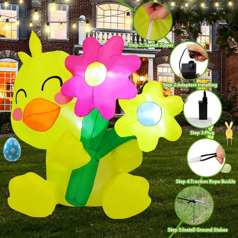 COMIN Easter chick inflatable stored in its bag after use