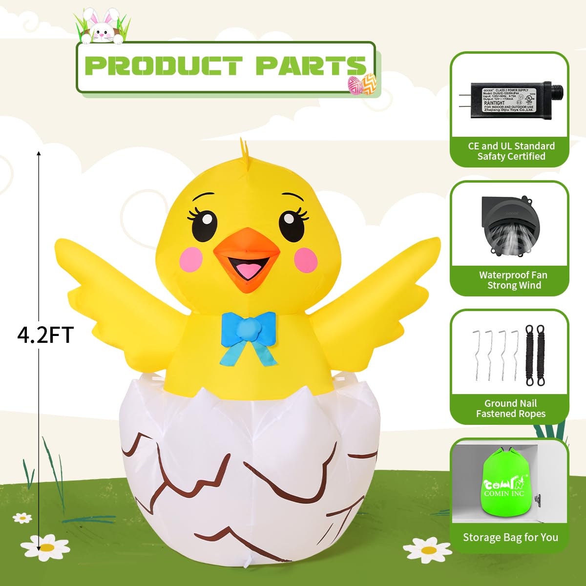 COMIN Easter Chick storage bag helps keep the inflatable ready for next season.
