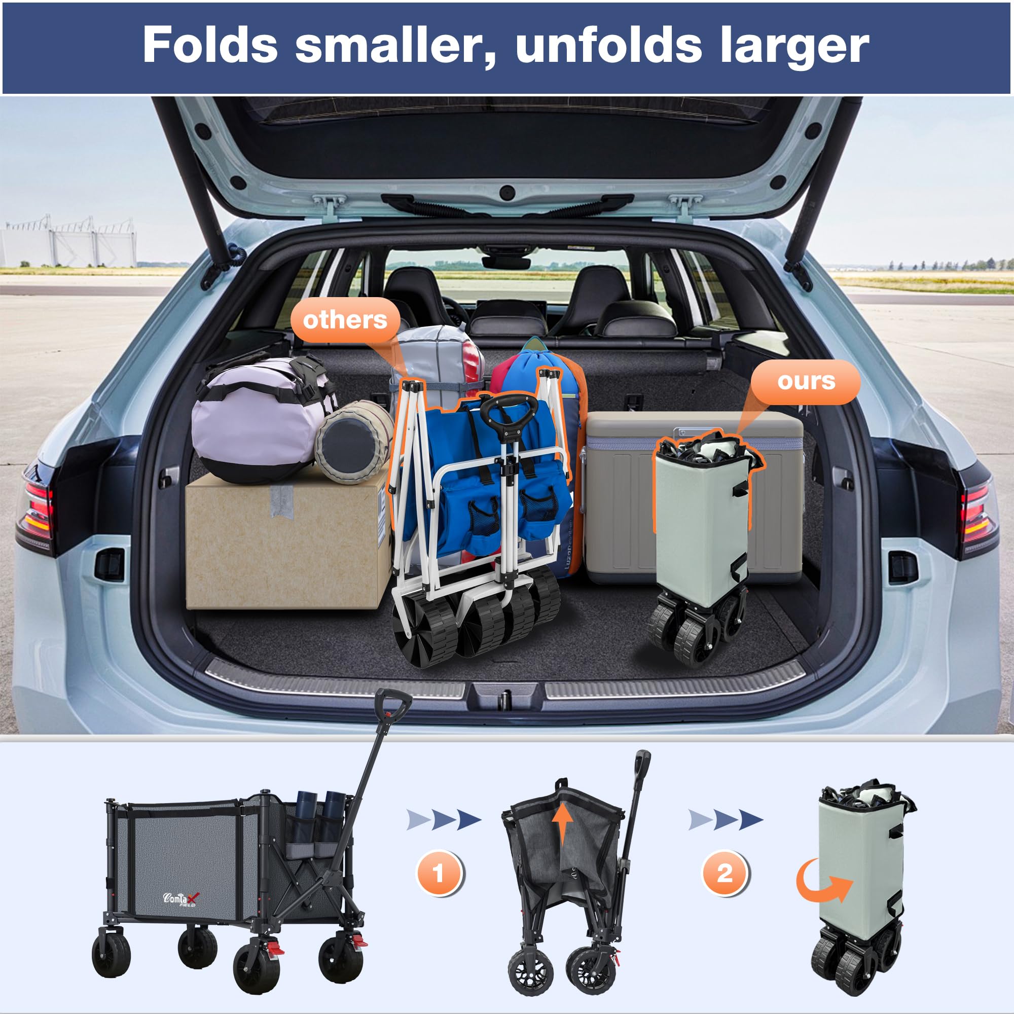 COMLAX FIELD automatic rebound handle adjusts height for comfort.