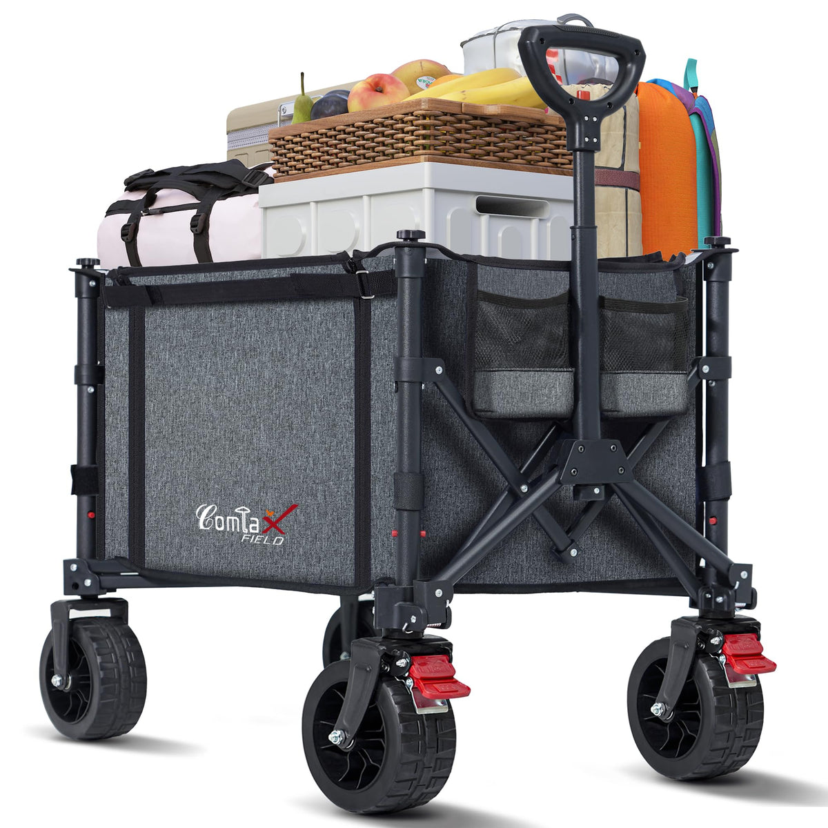 COMLAX FIELD collapsible wagon folded for easy storage and transport.