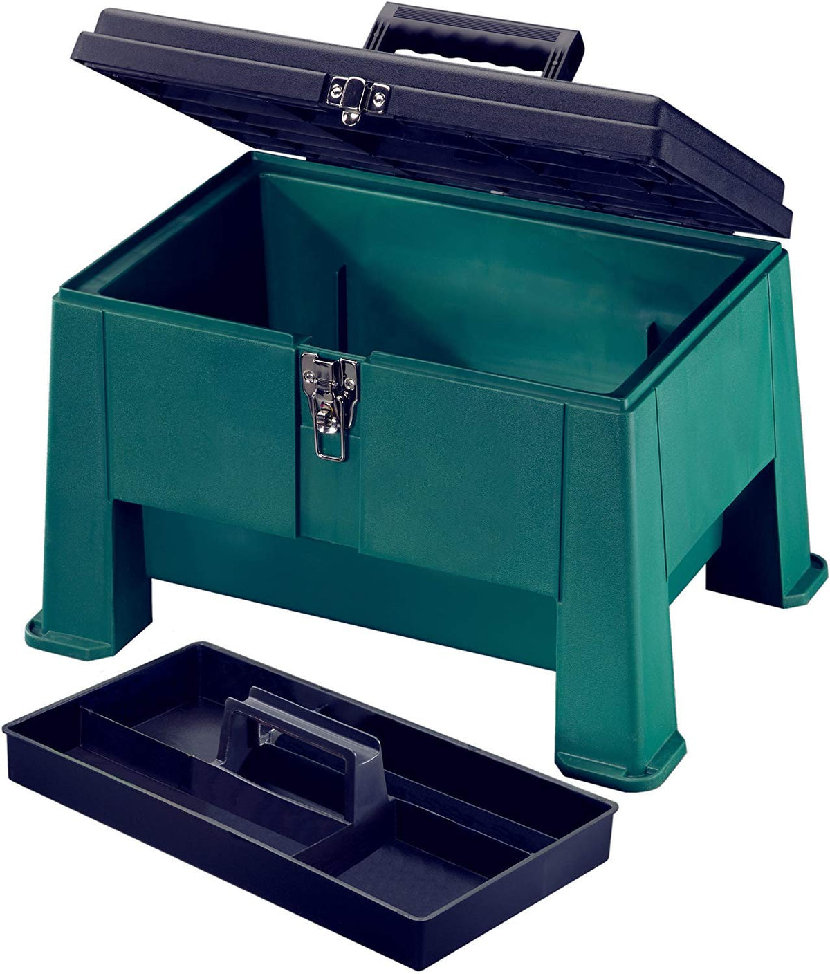 Commercial Plastics Step N Store 20-in Green lid lock provides secure outdoor storage use